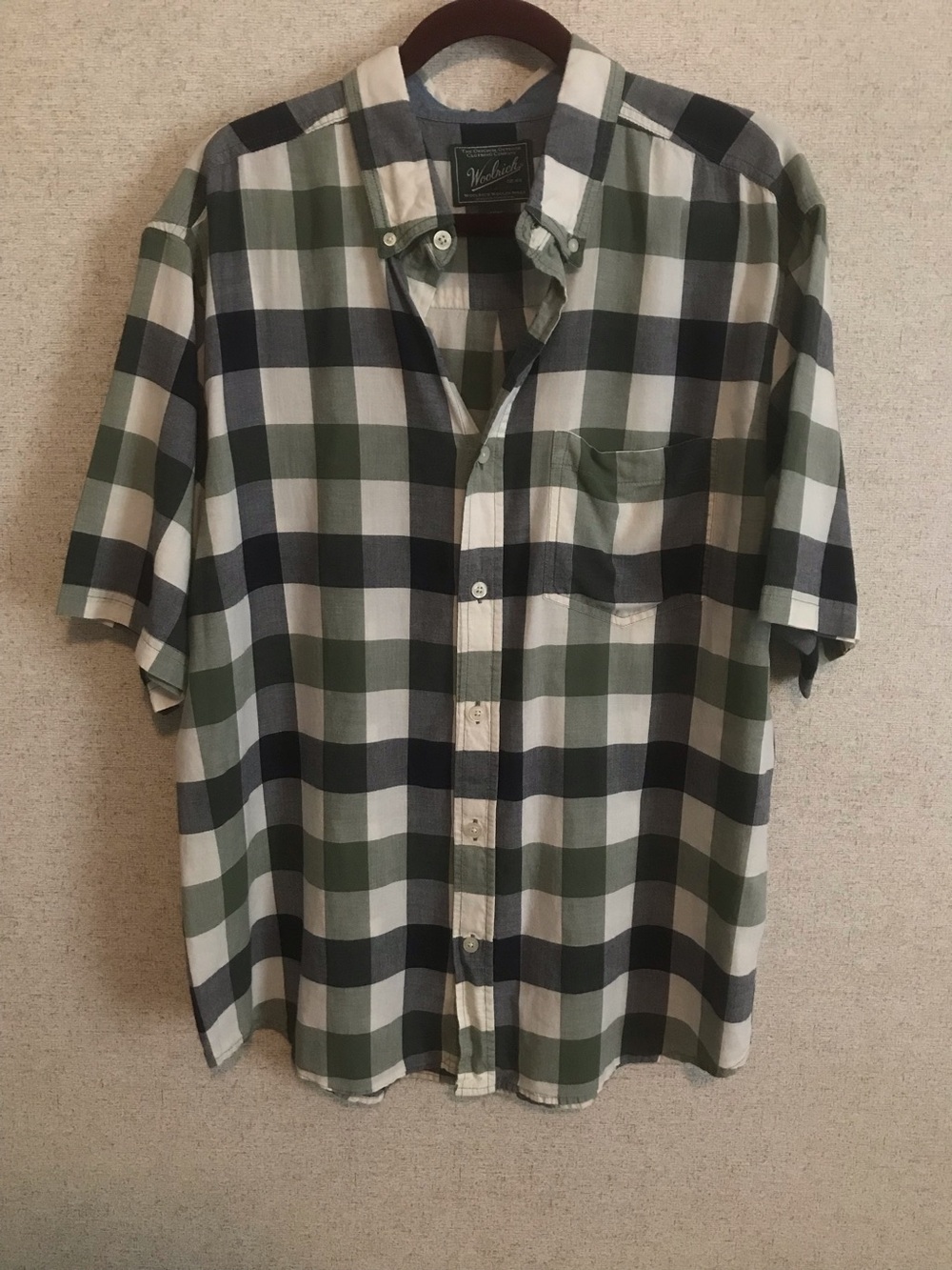 Woolrich Men's Green Plaid Short-Sleeve Button-Up Shirt Size XL